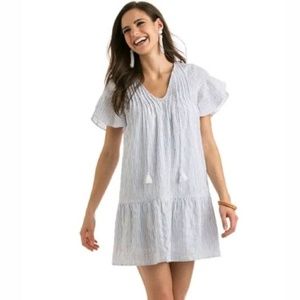 Vineyard Vines Pintuck Stripe Ruffle Sleeve Dress